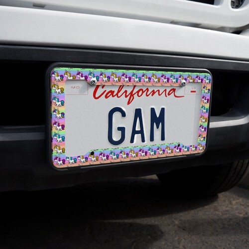 Cute Kawaii Unicorns Pattern License Plate Tag Frame - 第 2/3 張圖片