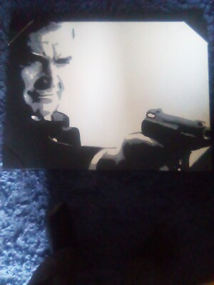 scare face oil painting black white and red  verey rare