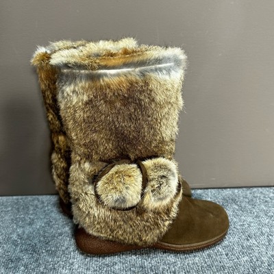 Bottes Earth Shoe En Daim Doublées Fausse Fourrure - Taille 7 Femme - Occasion Excellent état