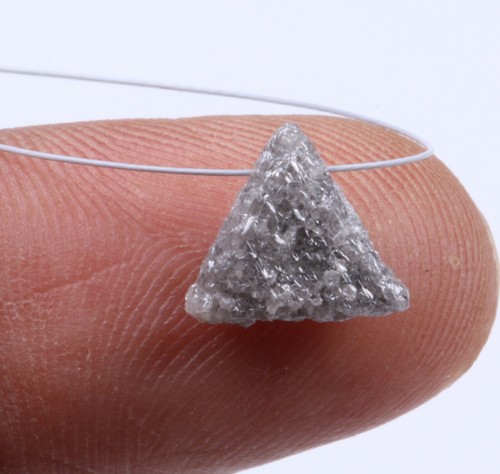 1.92Cts Natural Grey White Rough Triangle Raw Triangle Shape Drilled ...