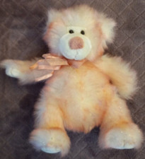 Taffie Russ Berrie Pink Pastel Bear With Bow 10" Plush Stuffed Animal