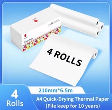 Phomemo Original M08F/M832/M833 A4 Thermal Printer Paper 4 Rolls,210x297mm x6.5m