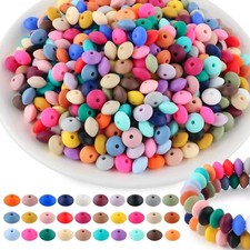 300Pcs 12mm Silicone Lentil Beads, Spacer Beads 12mm, A-Multicolor