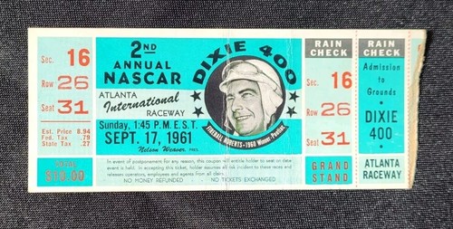 1961 NASCAR Atlanta Dixie 400 Program/Ticket/Lineup/Signed, David Pearson Win #3 - Picture 2 of 17