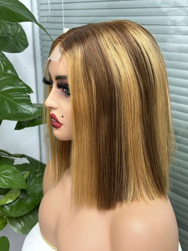 Straight Short Bob Human Hair Wigs 2x6 Lace PrePlucked Brazilian Virgin Hair Wig - Picture 9 of 29