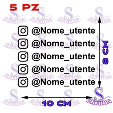 Adesivi Auto Instagram Nome Personalizzato Bici Moto Casco Vinile Logo Decal 5pz