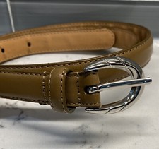 Amanda Smith Genuine Leather Belt Women's Size XL Neutral Brown Silver Buckle