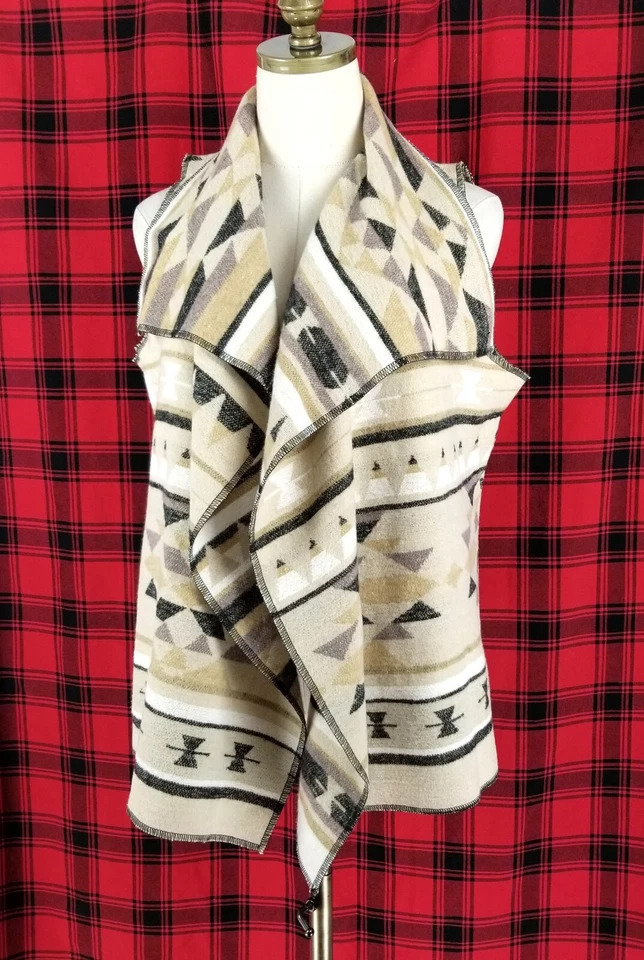 Cripple Creek Women's Open Southwestern Blanket Vest Jacket Size S Ruffle Front - Image 3 of 4