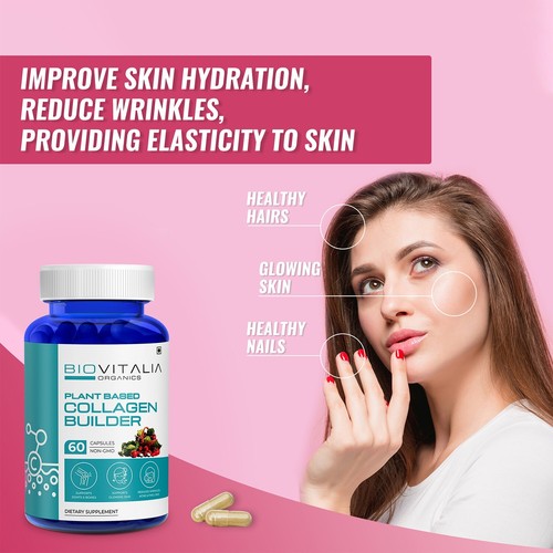 BIOVITALIA ORGANICS Plant Based Collagen Builder 1000mg Skin Glowing -60 Capsule - Picture 3 of 6