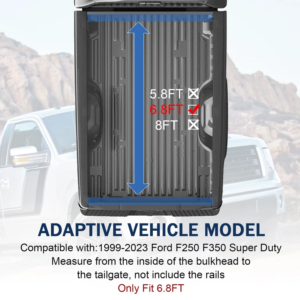 Soft Roll-Up Tonneau Cover For 1999-2023 Ford F250 F350 Super Duty 6.8ft Bed - Image 2 of 4