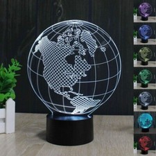 3D Optical Illusion Night Light Globe pattern Touch 7 Colorful USB LED Desk Lamp