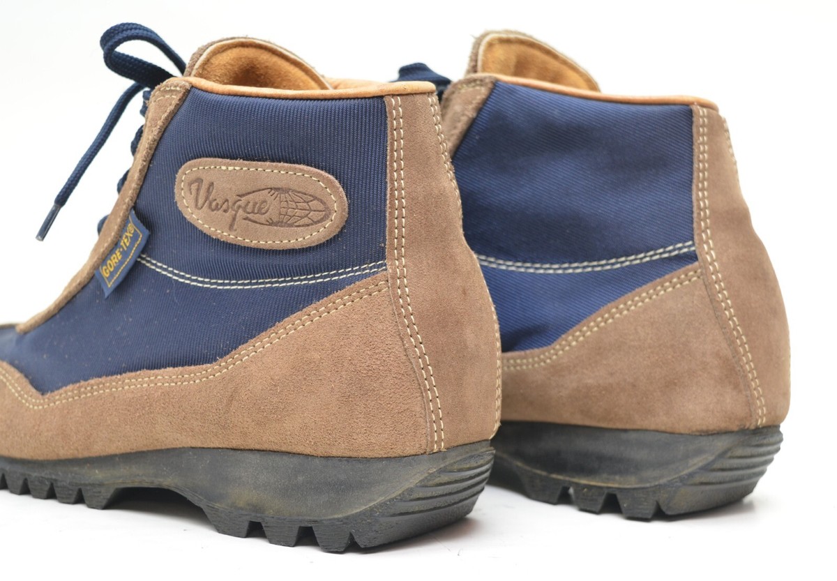 Vintage Vasque Skywalk Hiking Boots Mens 8.5 M Brown Navy Blue Gore-Tex 7534 Vintage Vasque Hiking Boots Skywalk Goretex Blue Brown Ankle  main image 2