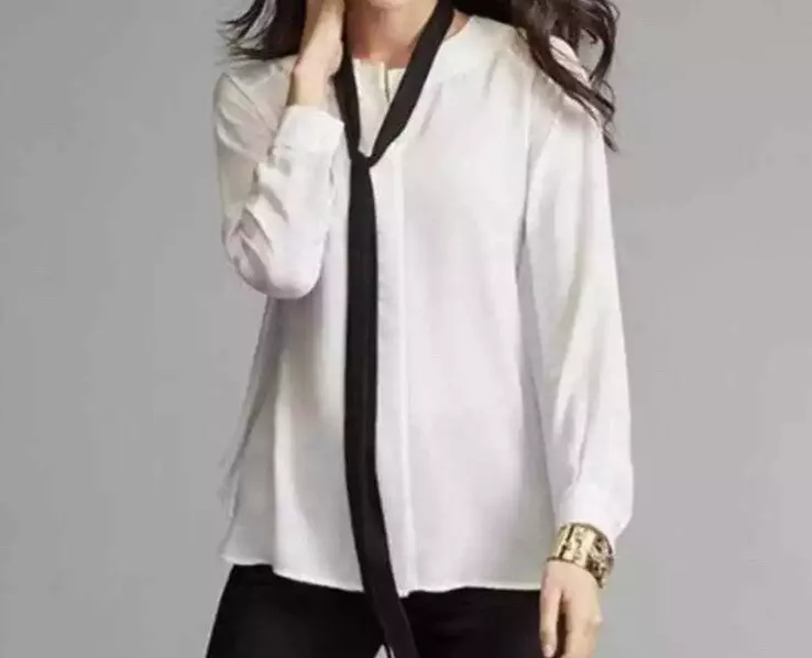 white shirt black trim women's