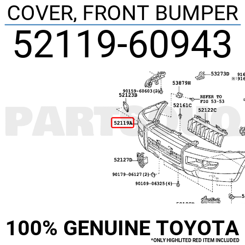 5211960943 Genuine Toyota COVER, FRONT BUMPER 52119-60943 - Picture 1 of 1