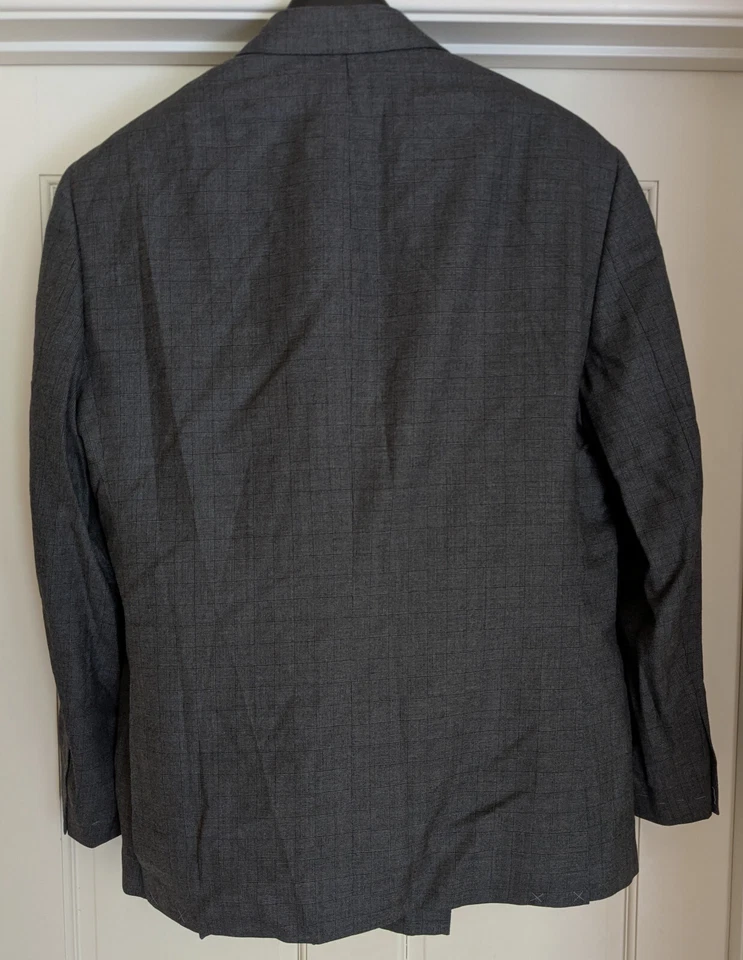 NWOT Lutwyche Savile Row Light Gray Check Full Canvas Suit Flat Front Pants US46 - Image 3 of 4