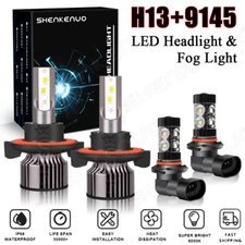 LED Headlights Combo H13 High/Low Beam + 9145/9006 Fog Light Conversion Kit 4Pcs