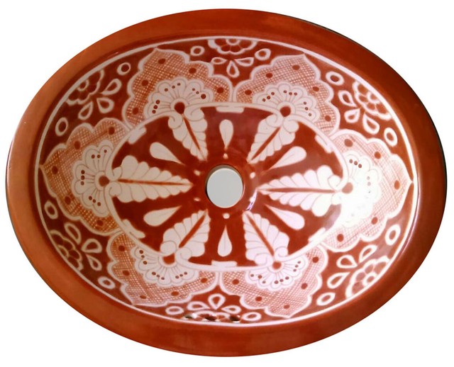 127) MEDIUM 17x14 MEXICAN BATHROOM SINK CERAMIC DROP IN UNDERMOUNT