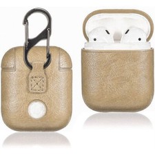New ABS Leather Case Cover w/Carabiner Clip GOLD For AirPod AirPods 1 2