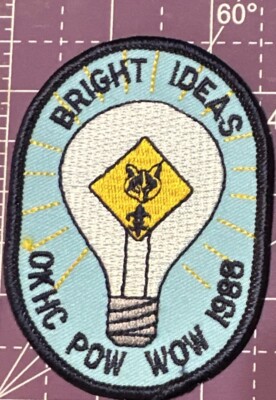 Bright Ideas 1988 OKHC Pow Wow Event Patch Light Bulb 3.5'' x 2.5'' oval