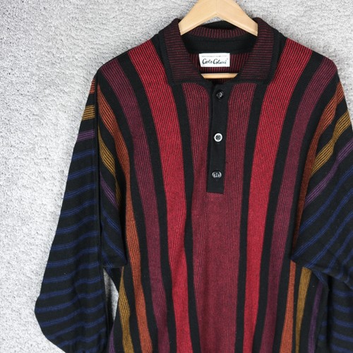 CARLO COLUCCI GERMANY MENS SWEATER PULLOVER 1/2 WOOL 54 XL XLARGE VINTAGE COLOR - Picture 3 of 8
