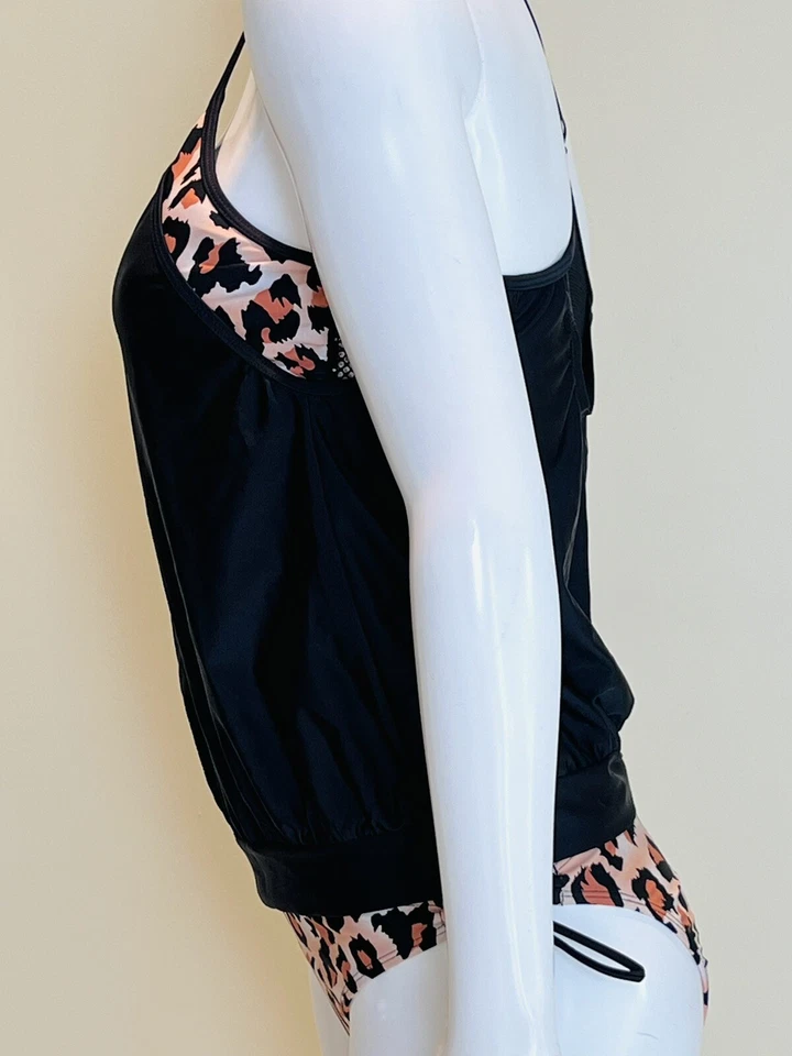 Women's 2 Piece Swimsuit  Size M Tankini Bikini  Leopard - Image 3 of 4
