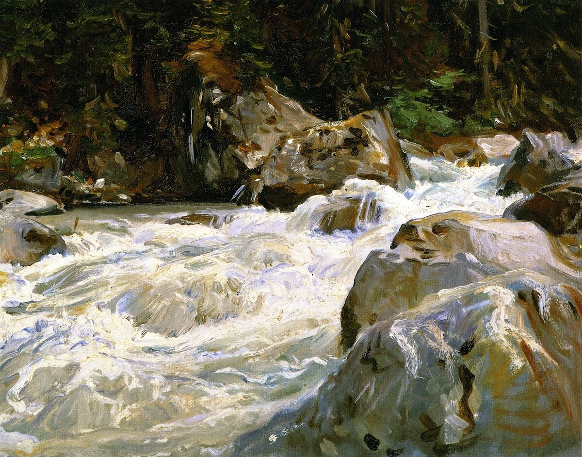 Dream-Art Oil Painting Stream Landscape Torrent-In-Norway-John.