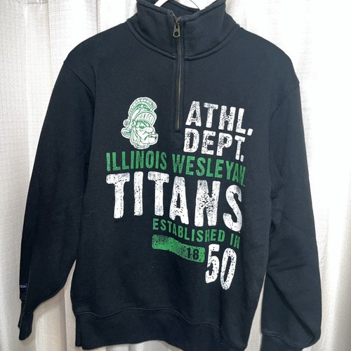Women’s Size Small Fleece, Illinois Wesleyan Titans, Black, Green, Zipper - Afbeelding 1 van 8
