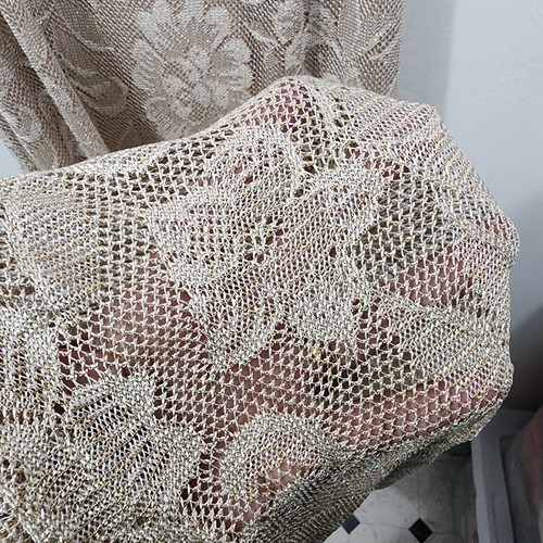 Vintage Harlow Nites Beige Gold Crochet Maxi Dress Sheer Lined V-Neck Size 16 - Picture 23 of 24