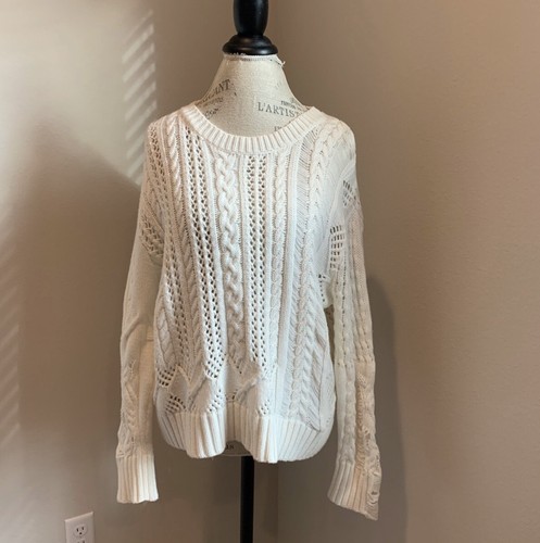 Splendid Distressed Cable-knit Cream 