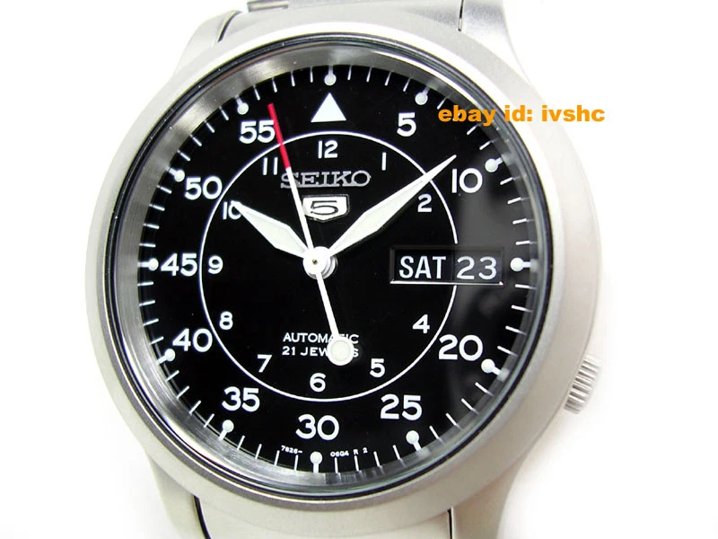 SEIKO 5 SNK809 SNK809K1 Military Army Automatic Black 21 jewels