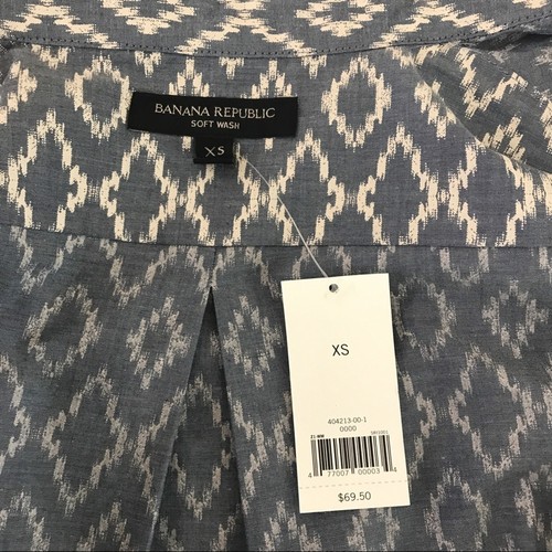 Banana Republic NWT Button Down Blouse 100% Cotton IKAT Print - Picture 5 of 5