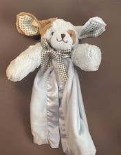 Bearington Blue Puppy Dog Baby Collection w Satin Boy Security Blanket Lovey
