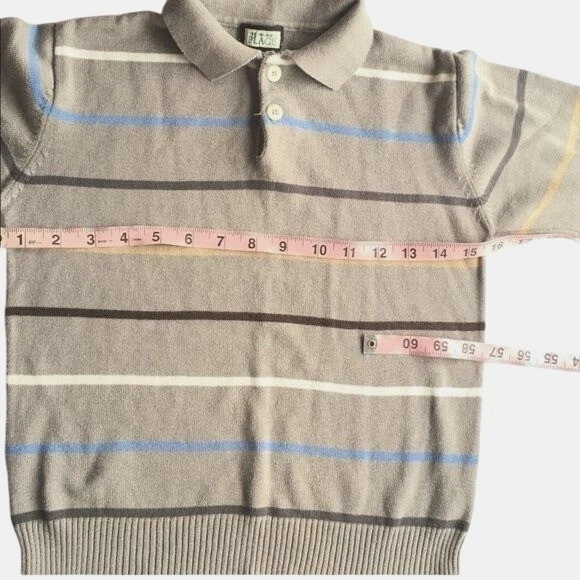 The Childrens Place Gray Striped Polo Sweater S 5 Cotton Blend Long Sleeve - Image 3 of 4