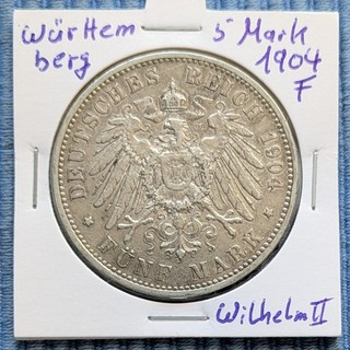 5 Mark Württemberg 1904 F Wilhelm II König von Württemberg