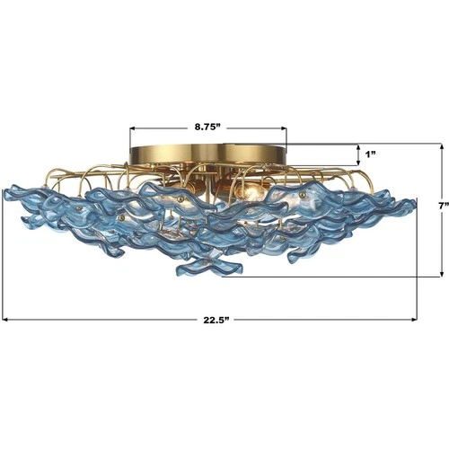 Crystorama ESM-4000-AG-BL Esme Semi-Flush Mount Aged Brass - Picture 7 of 7