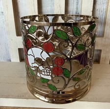 Bath & Body Works ENCHANTED SKULL & ROSES 3-Wick CANDLE HOLDER Halloween Pumpkin