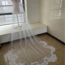 Wedding Dresses Long Veils Bridal Veils Headwear Lace Appliques White Ivory
