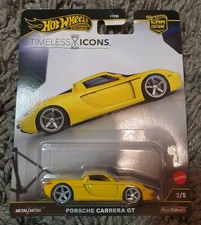 Hot Wheels Premium Porsche Carrera GT Yellow Timeless Icons Real Riders Mattel 