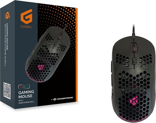 Conceptronic DJEBBEL04B 6D USB Gaming Mouse 6400 DPI IC Sensor Honeycomb Case Bl - Bild 2 von 2