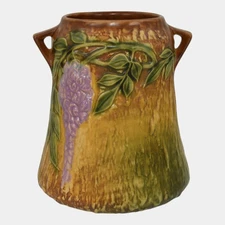 Roseville Wisteria Tan 1933 Vintage Arts And Crafts Pottery Ceramic Vase 633-8