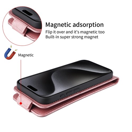 Vertical UP Down Flip Leather card slots Stand Case For TCL 605 4G 6.7" - Picture 4 of 28
