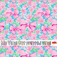 Printed Adhesive Vinyl Heat Transfer Vinyl 12 x 12 sheet Preppy Bows A Pattern