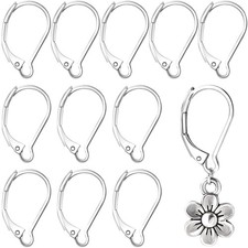 Incinkod 12 Pcs Leverback Earring Hooks, Hooks for Jewelry Silver