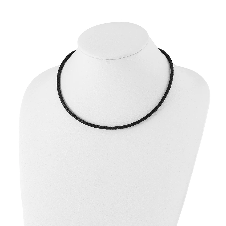Collar Cincel 4mm Tejido Cuero Genuino 18 Pulgadas SRN198 Foto 4 de 4