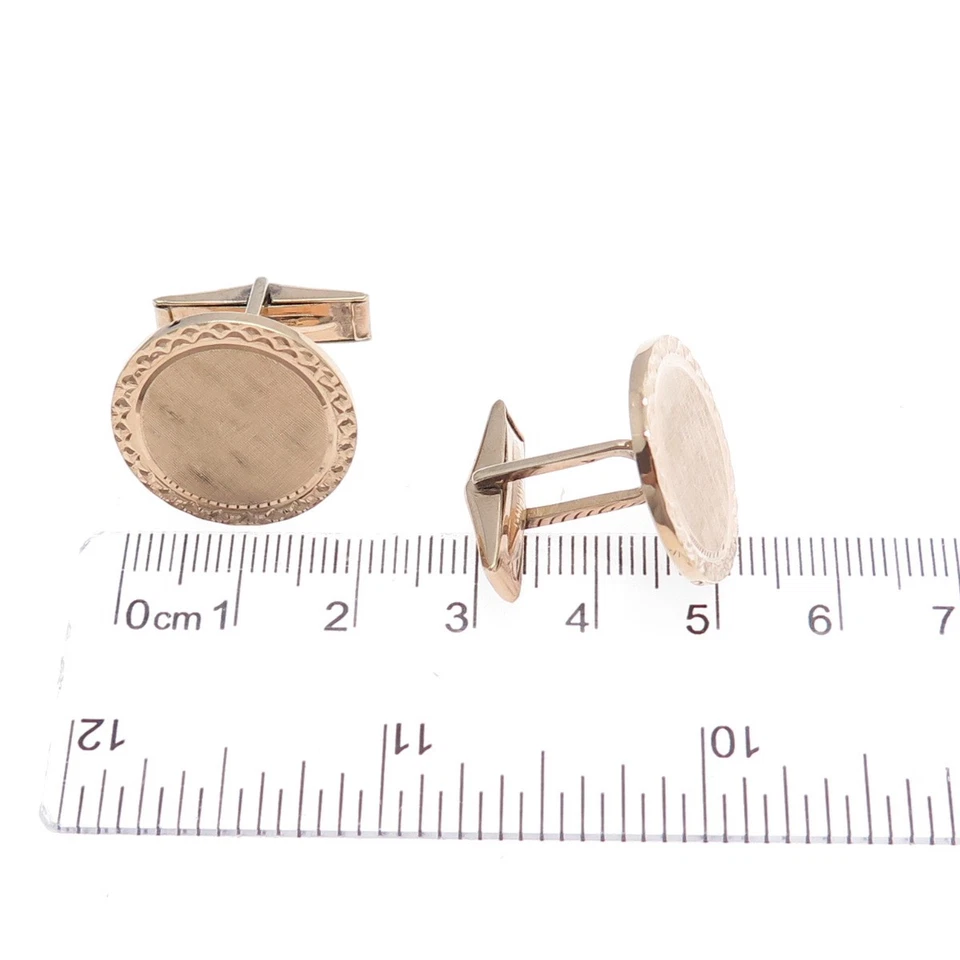 Gemelos redondos vintage enchapados en oro rosa de plata de ley 925 AVEDON Foto 3 de 4