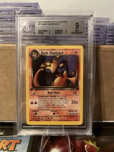 Pokemon TCG 2000 Team Rocket Dark Charizard 1st Ed #21 rare non holo BGS 9