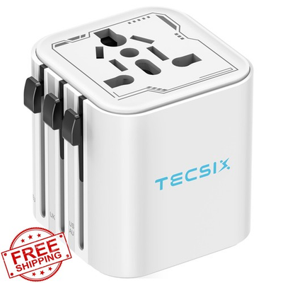 #ad #ad TECSIX Universal Travel Adapter Worldwide Power Plug 2500W $20.00