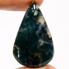 100 Natural Moss Agate Pear Shape Cabochon Gemstone 29.5 Ct. 33X21X6 mm UG-2228