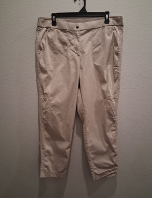 Chico's Beige Cargo Pants Women's Size 2 Zip/Button Pockets Stretch