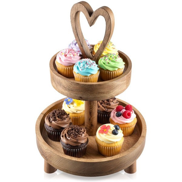 Etagere Servierplatte KuchenstäNder Mangoholz 42Cm Dekorativ Praktisch-image